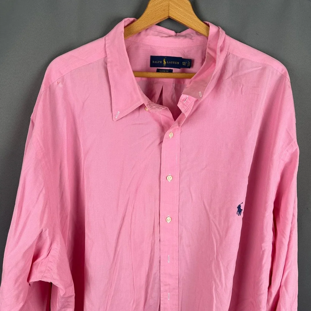 Polo Ralph Lauren Mens 4XLT Pink Classic Fit Button Down Shirt Long Sleeve Pony